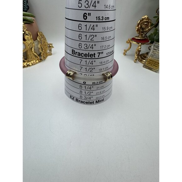 Vintage Frosted Lucite Bangle Bracelets Pink Clear And Pink Whit Metal Accent - Picture 7 of 9